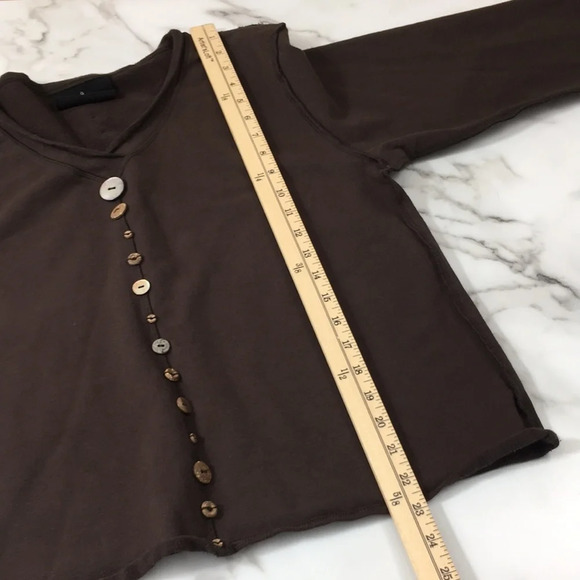 Neon Buddha Brown Knit Knit Top‎ Long Sleeve Womens Small Mixed Button Detail - Picture 8 of 10